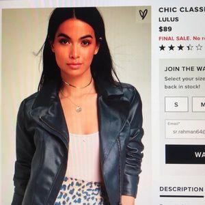 NWT Dark Blue Vegan Leather Jacket